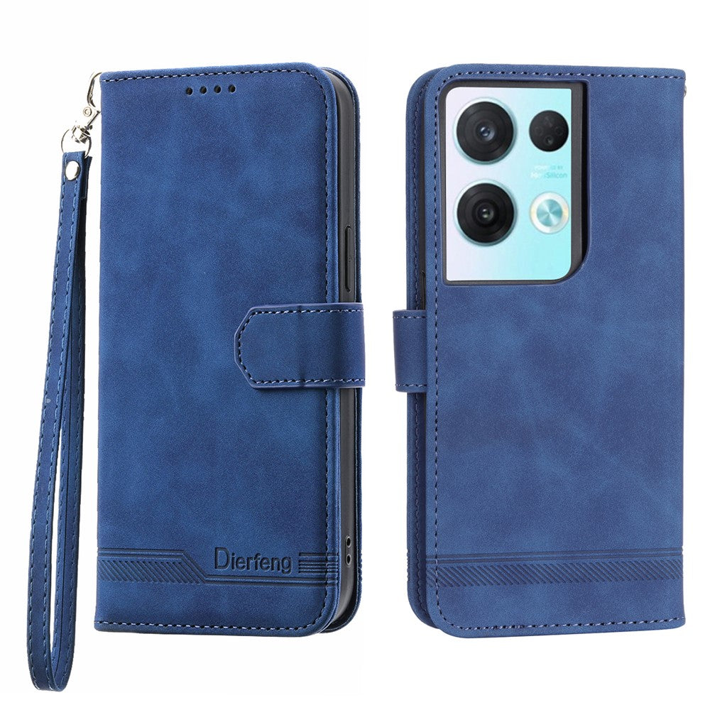 DIERFENG DF-03 Läderfodral till Oppo Reno8 5G (Global Version), Plånboksfodral med stativ och tryck