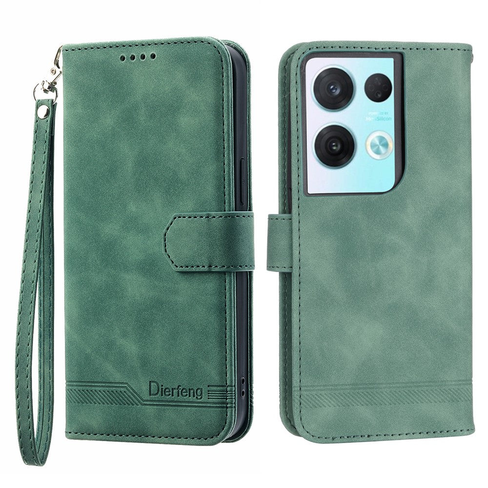 DIERFENG DF-03 Läderfodral till Oppo Reno8 5G (Global Version), Plånboksfodral med stativ och tryck