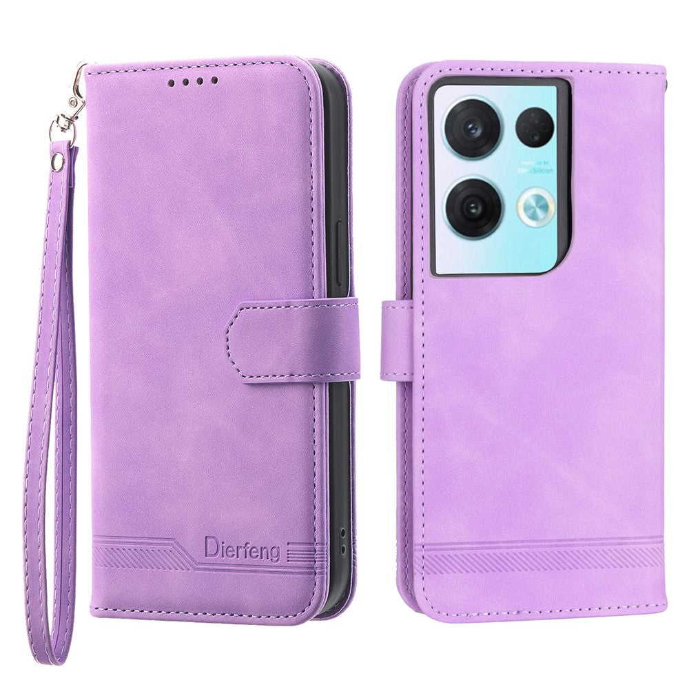 DIERFENG DF-03 Läderfodral till Oppo Reno8 5G (Global Version), Plånboksfodral med stativ och tryck
