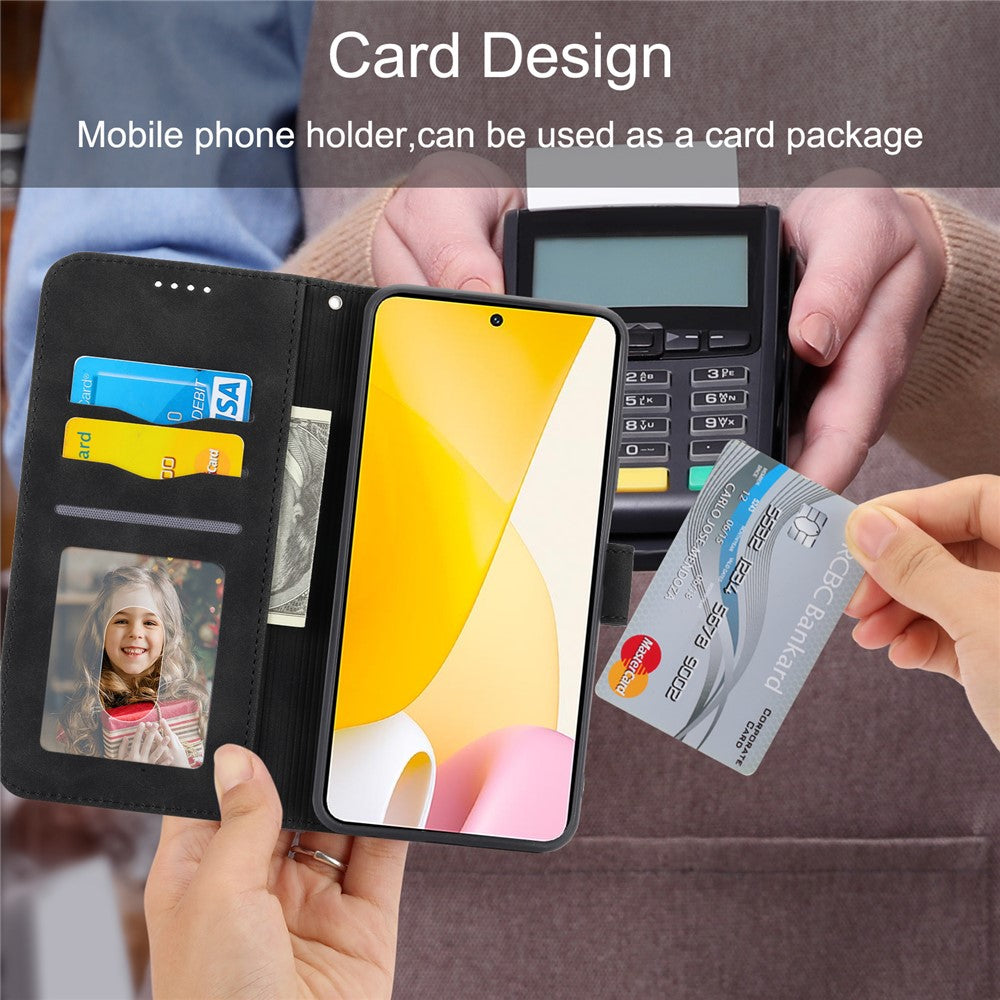 DIERFENG DF-03 for Xiaomi 12T 5G / Redmi K50 Ultra 5G Lines Imprinted Leather Case Wallet Stand Cell Phone Cover