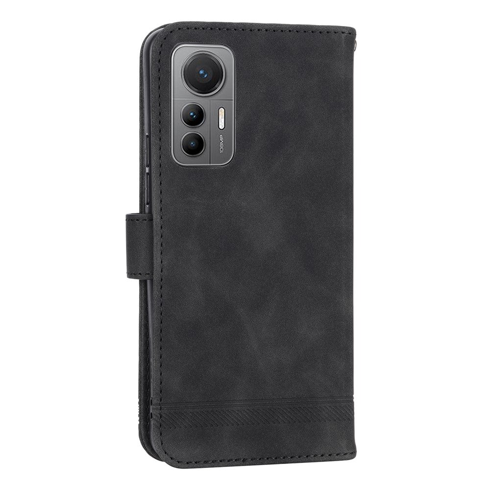 DIERFENG DF-03 for Xiaomi 12T 5G / Redmi K50 Ultra 5G Lines Imprinted Leather Case Wallet Stand Cell Phone Cover