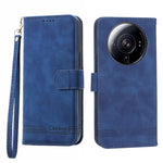 DIERFENG DF-03 Phone Case for Xiaomi 12S Ultra 5G, Wallet Stand PU Leather Shockproof Line Imprinted Cover