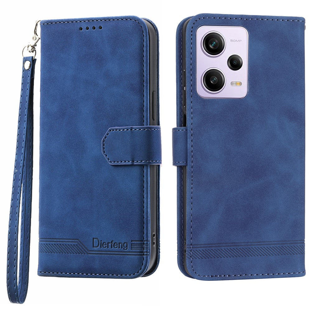 DIERFENG DF-03 For Xiaomi Redmi Note 12 Pro 5G / Note 12 Pro Speed 5G / Poco X5 Pro 5G Lines Imprinted Phone Case Flip Stand PU Leather Wallet Cover