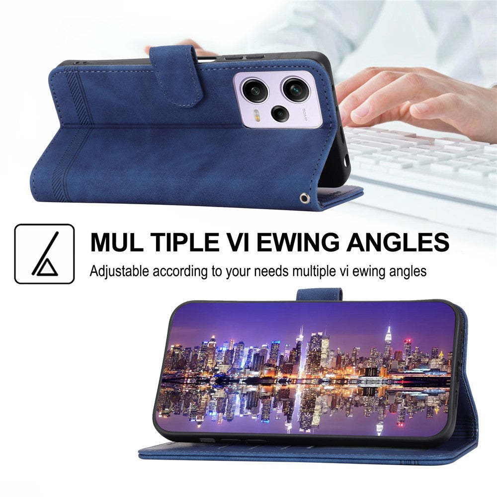DIERFENG DF-03 For Xiaomi Redmi Note 12 Pro 5G / Note 12 Pro Speed 5G / Poco X5 Pro 5G Lines Imprinted Phone Case Flip Stand PU Leather Wallet Cover