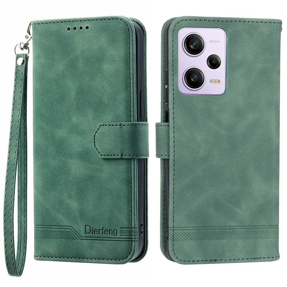 DIERFENG DF-03 For Xiaomi Redmi Note 12 Pro 5G / Note 12 Pro Speed 5G / Poco X5 Pro 5G Lines Imprinted Phone Case Flip Stand PU Leather Wallet Cover