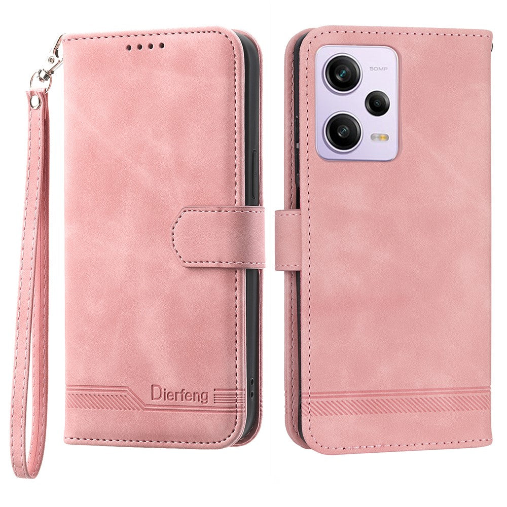 DIERFENG DF-03 For Xiaomi Redmi Note 12 Pro 5G / Note 12 Pro Speed 5G / Poco X5 Pro 5G Lines Imprinted Phone Case Flip Stand PU Leather Wallet Cover