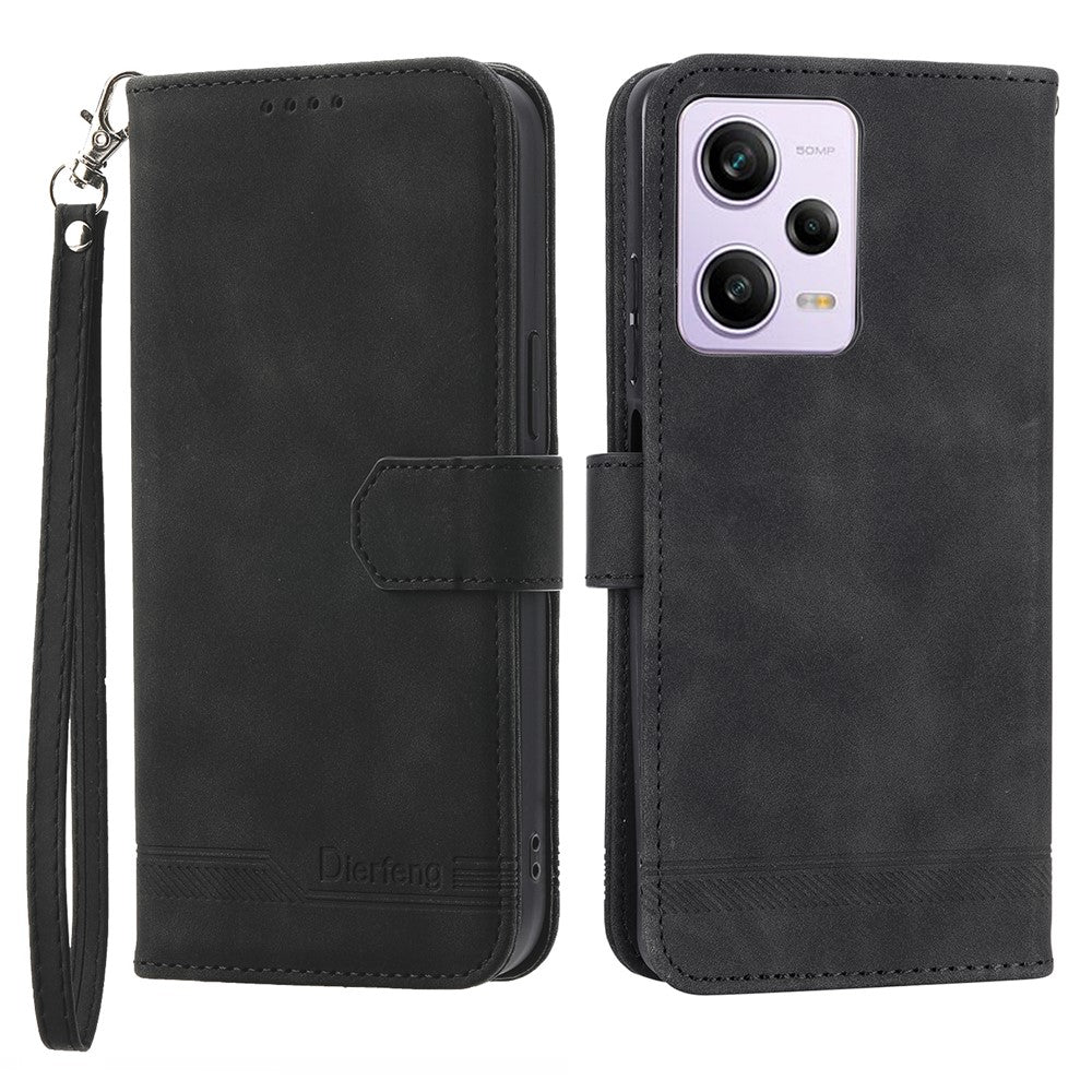 DIERFENG DF-03 For Xiaomi Redmi Note 12 Pro 5G / Note 12 Pro Speed 5G / Poco X5 Pro 5G Lines Imprinted Phone Case Flip Stand PU Leather Wallet Cover