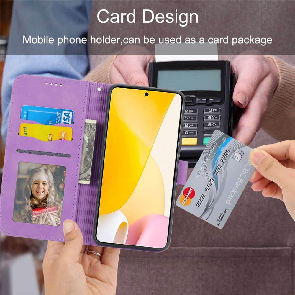 DIERFENG DF-03 For Xiaomi 12 Lite 5G Leather Phone Case Wallet Lines Imprinted Pattern Phone Stand Cover
