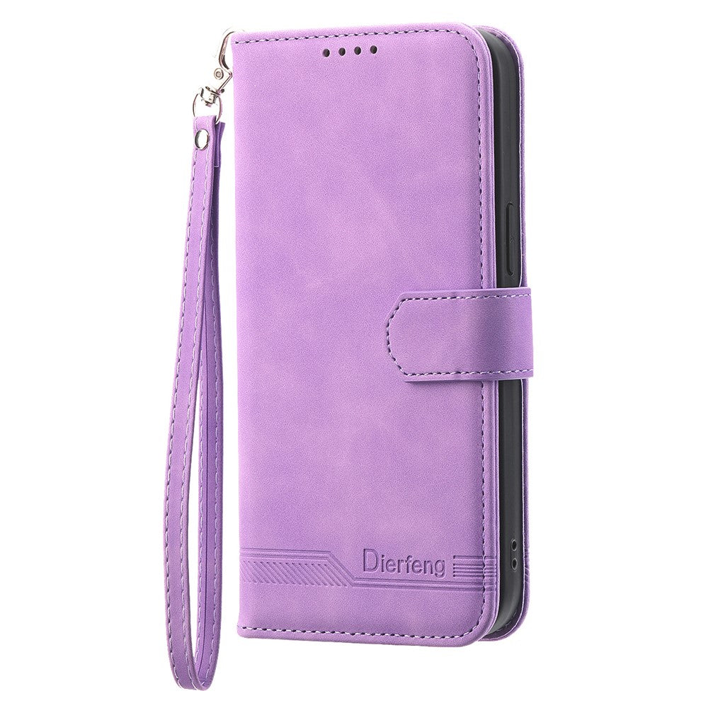 DIERFENG DF-03 For Xiaomi 12 Lite 5G Leather Phone Case Wallet Lines Imprinted Pattern Phone Stand Cover