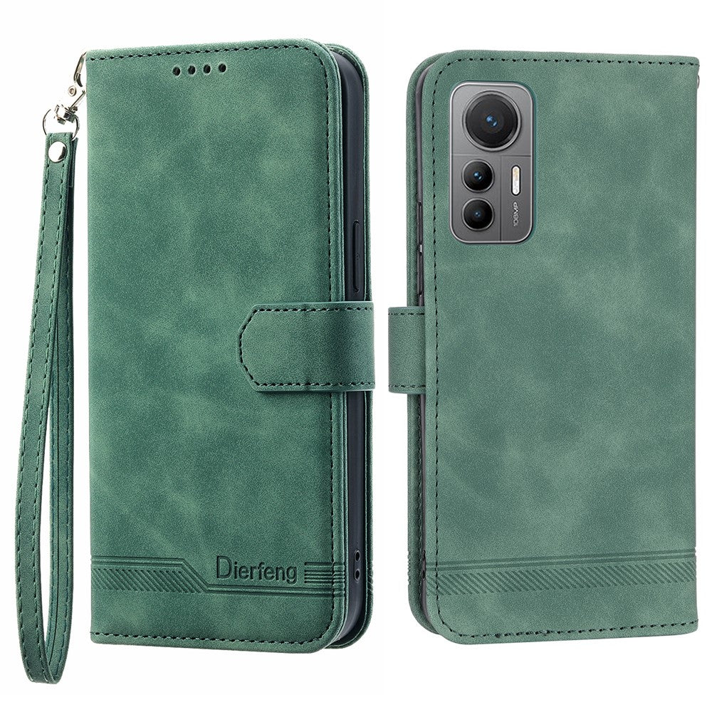 DIERFENG DF-03 For Xiaomi 12 Lite 5G Leather Phone Case Wallet Lines Imprinted Pattern Phone Stand Cover