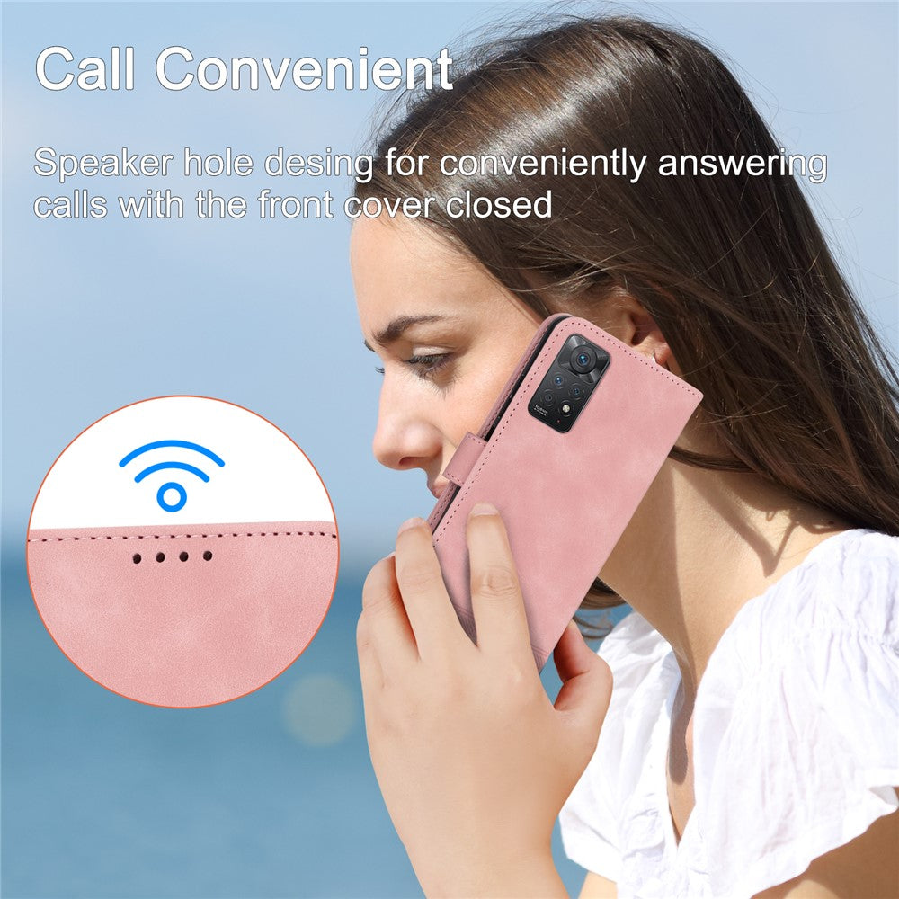 DIERFENG DF-03 for Xiaomi Redmi Note 12 Pro 4G / 11 Pro 4G (MediaTek) / Note 11 Pro 5G (Qualcomm) Phone Case Stand PU Leather Lines Imprinted Phone Wallet Cover