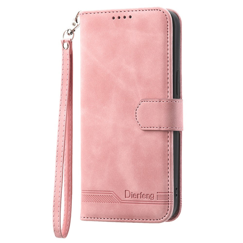 DIERFENG DF-03 for Xiaomi Redmi Note 12 Pro 4G / 11 Pro 4G (MediaTek) / Note 11 Pro 5G (Qualcomm) Phone Case Stand PU Leather Lines Imprinted Phone Wallet Cover