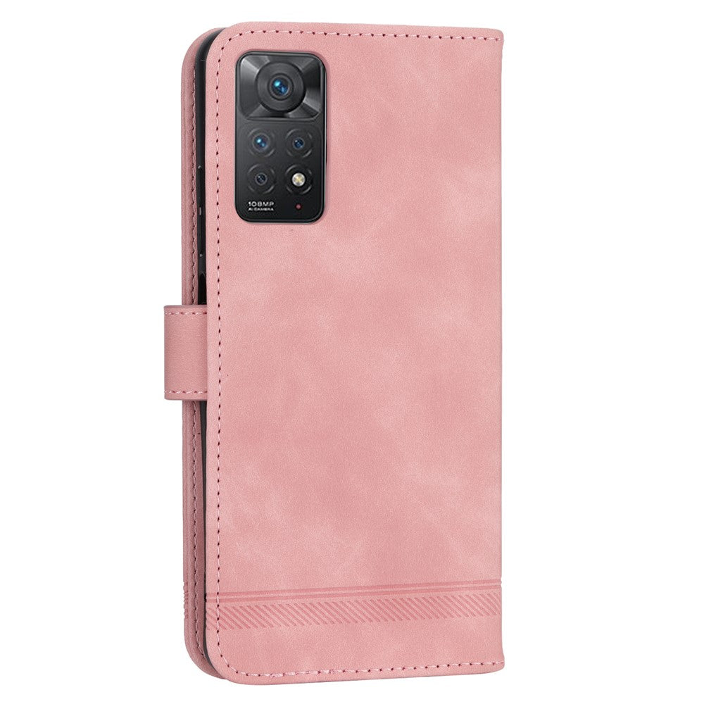 DIERFENG DF-03 for Xiaomi Redmi Note 12 Pro 4G / 11 Pro 4G (MediaTek) / Note 11 Pro 5G (Qualcomm) Phone Case Stand PU Leather Lines Imprinted Phone Wallet Cover