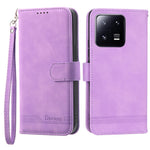 DIERFENG DF-03 Mobile Phone Case for Xiaomi 13 Pro 5G, PU Leather Stand Lines Imprinted Phone Wallet Cover
