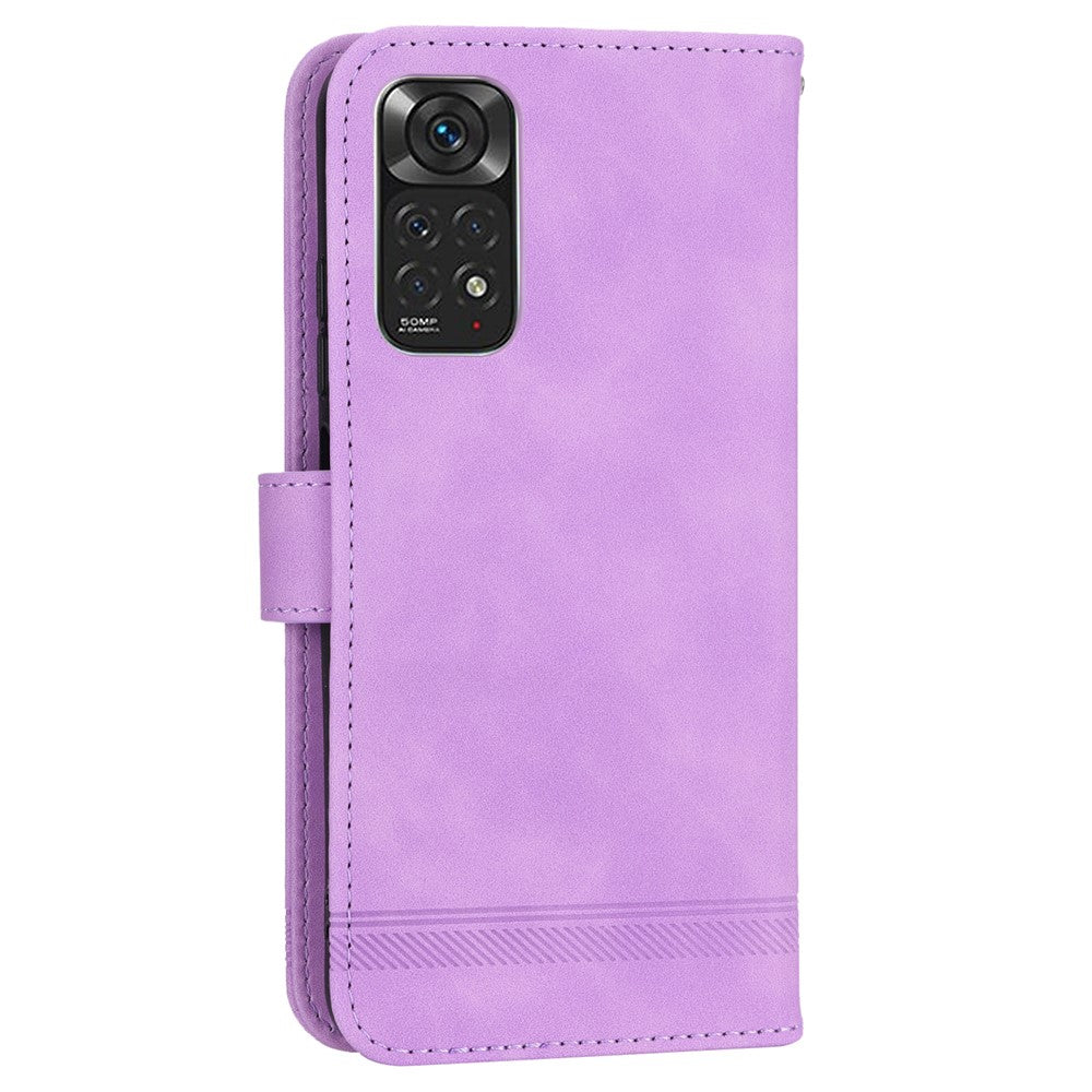 DIERFENG DF-03 for Xiaomi Redmi Note 11 4G (Qualcomm) / Note 11S 4G Phone Stand Case Lines Imprinted Leather Wallet Phone Cover