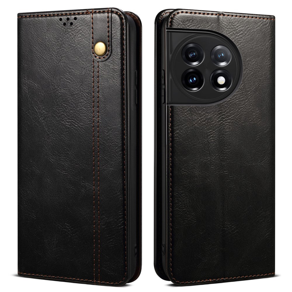mobilstativskal för OnePlus 11 5G, PU-läder med vaxartad Crazy Horse-textur, stativ för smartphones