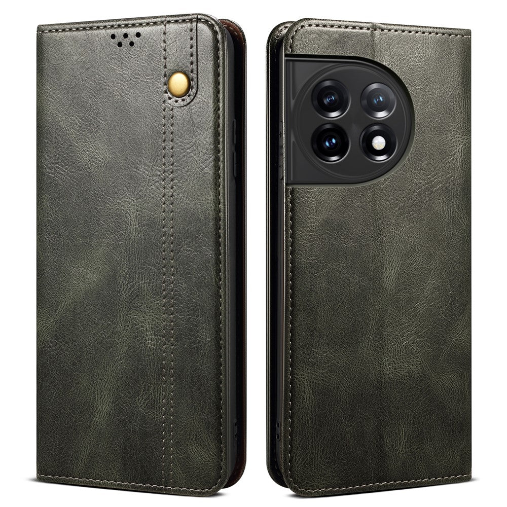 mobilstativskal för OnePlus 11 5G, PU-läder med vaxartad Crazy Horse-textur, stativ för smartphones