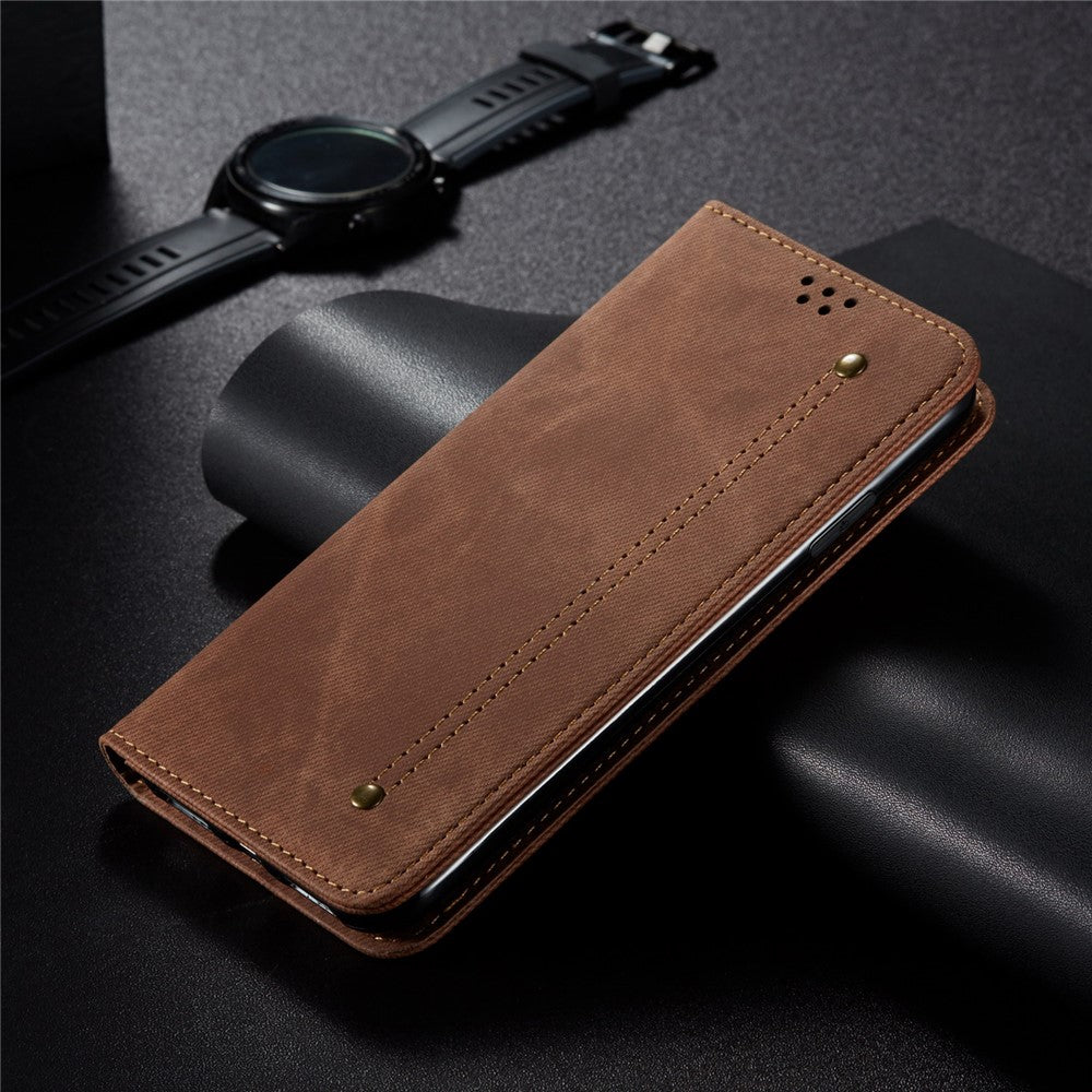 Cell Phone Case for Samsung Galaxy A54 5G, Jeans Cloth Texture Stand PU Leather Phone Wallet Cover