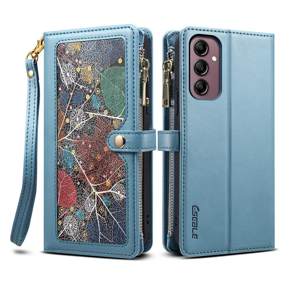 ESEBLE for Samsung Galaxy A54 5G RFID Blocking Phone Case Zipper Pocket Stand Leather Wallet Cover