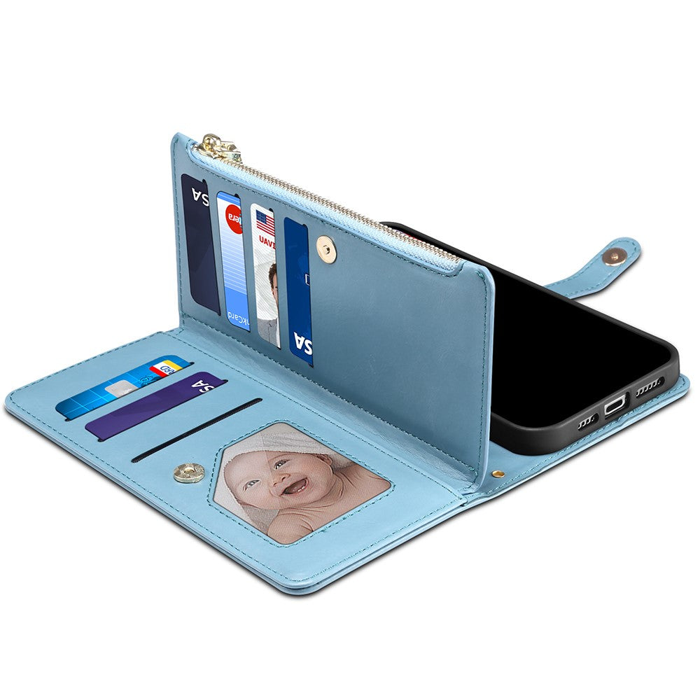 ESEBLE for Samsung Galaxy A54 5G RFID Blocking Phone Case Zipper Pocket Stand Leather Wallet Cover