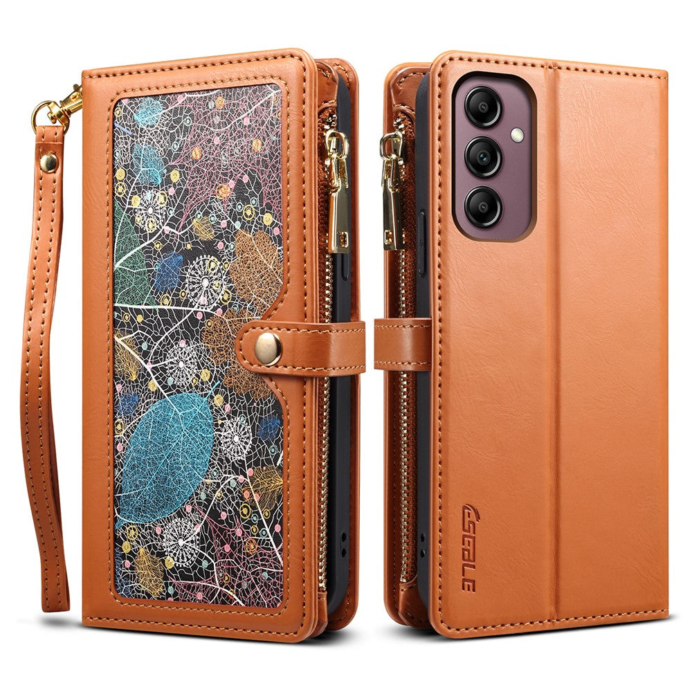 ESEBLE for Samsung Galaxy A54 5G RFID Blocking Phone Case Zipper Pocket Stand Leather Wallet Cover