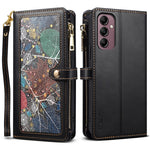 ESEBLE for Samsung Galaxy A54 5G RFID Blocking Phone Case Zipper Pocket Stand Leather Wallet Cover