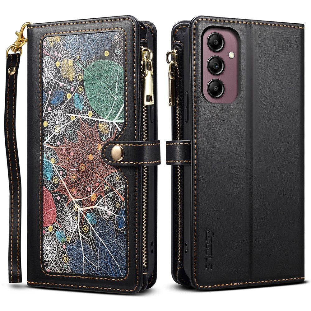 ESEBLE for Samsung Galaxy A54 5G RFID Blocking Phone Case Zipper Pocket Stand Leather Wallet Cover