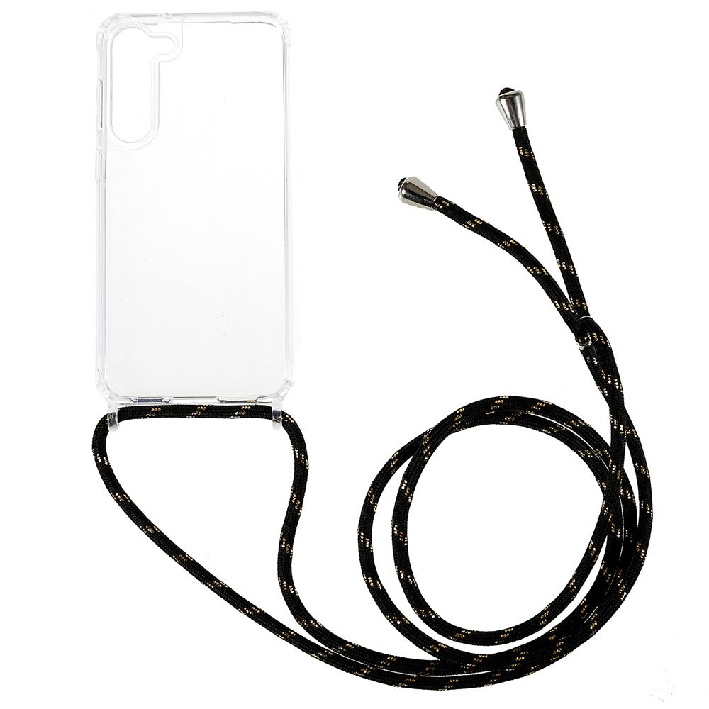 For Samsung Galaxy S23+ Clear Phone Case Long Lanyard TPU+Acrylic Protective Cover