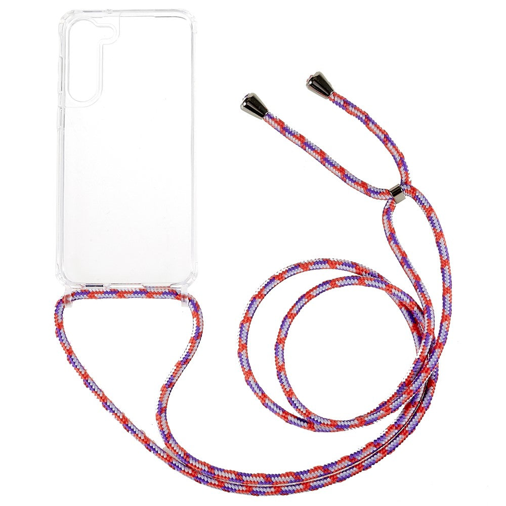 For Samsung Galaxy S23+ Clear Phone Case Long Lanyard TPU+Acrylic Protective Cover