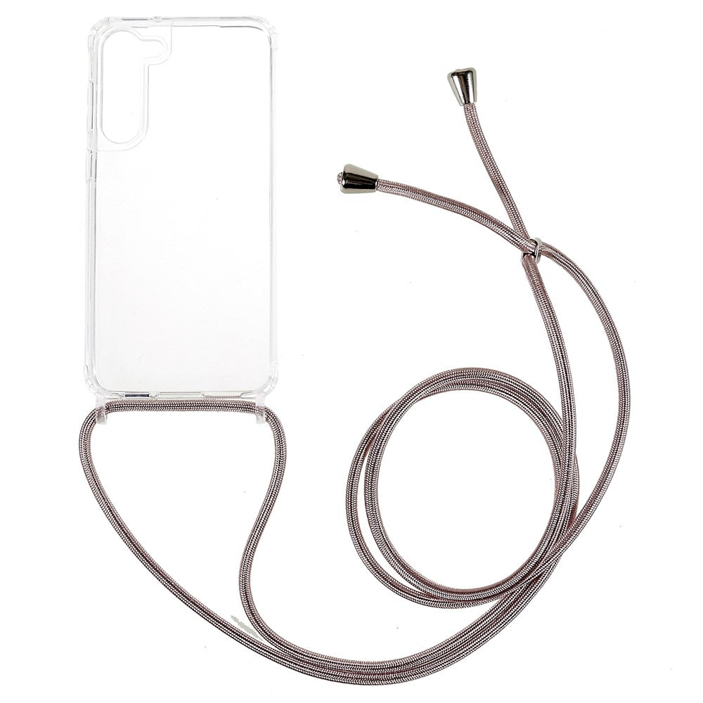 For Samsung Galaxy S23+ Clear Phone Case Long Lanyard TPU+Acrylic Protective Cover