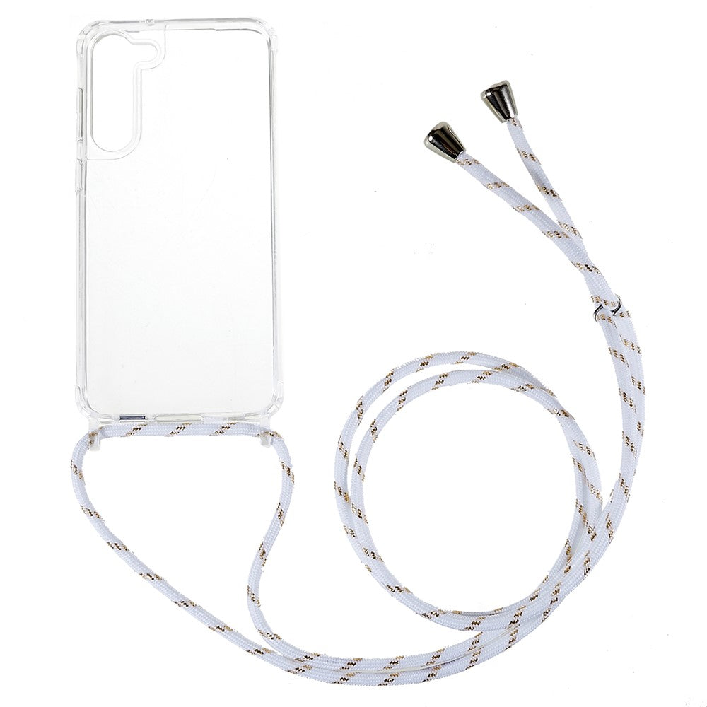 For Samsung Galaxy S23+ Clear Phone Case Long Lanyard TPU+Acrylic Protective Cover