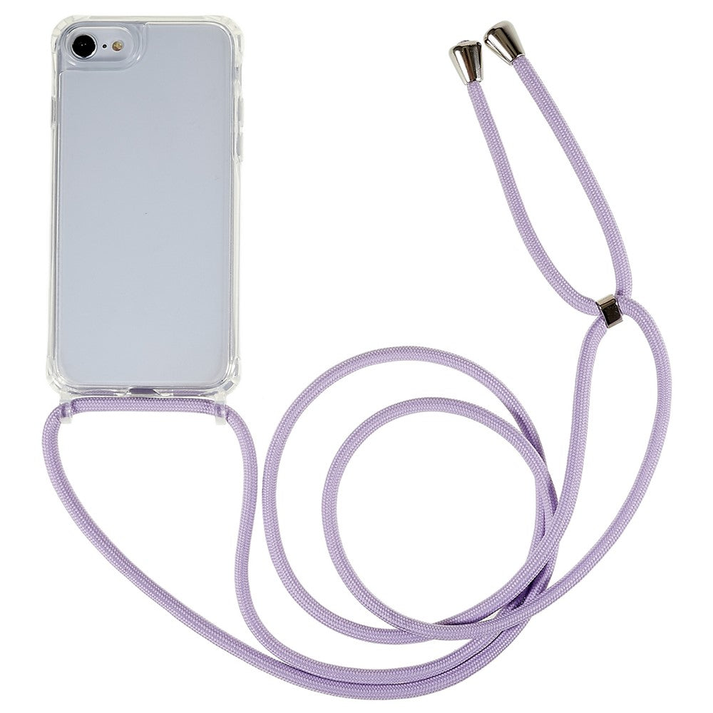 Bagcover til iPhone 7 / 8 / SE (2020) / SE (2022), Klar TPU+Akryl Telefoncover med Faldsikring og Snor