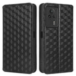 For Xiaomi Redmi K60E 5G Anti-Scratch Rhombus Pattern Imprinted PU Leather Phone Stand Wallet Cover Magnetic Phone Case