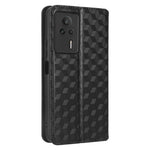 For Xiaomi Redmi K60E 5G Anti-Scratch Rhombus Pattern Imprinted PU Leather Phone Stand Wallet Cover Magnetic Phone Case