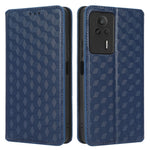 For Xiaomi Redmi K60E 5G Anti-Scratch Rhombus Pattern Imprinted PU Leather Phone Stand Wallet Cover Magnetic Phone Case
