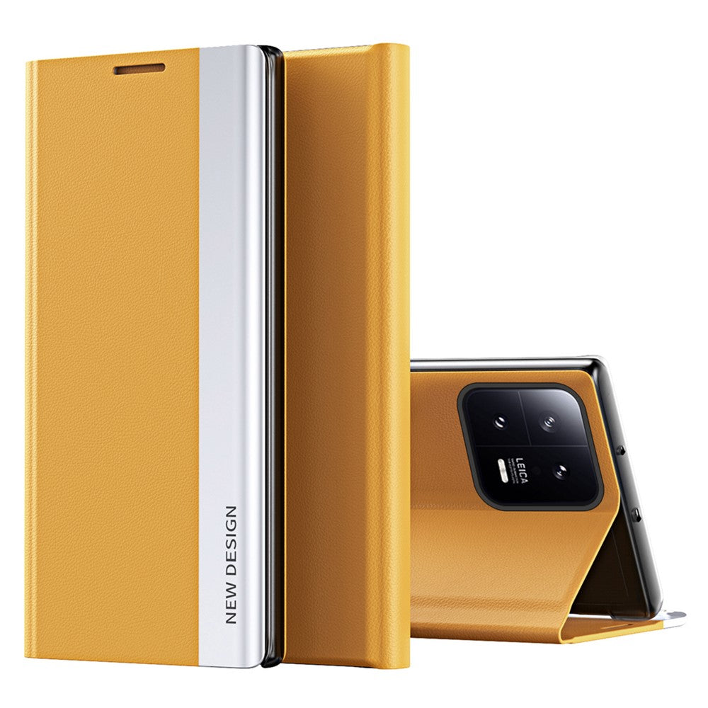 PU Leather Phone Stand Case for Xiaomi 13 Pro 5G, Electroplating Anti-scratch Smartphone Cover