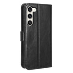 Phone Cover for Samsung Galaxy S23+ PU Leather Crazy Horse Texture Wallet Stand Phone Case with Strap