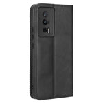 Mobilcover til Xiaomi Poco F5 Pro 5G / Redmi K60 Pro 5G / K60 5G / K60 Champion Edition, retrotekstur, stativ, tegnebogsetui i PU-læder