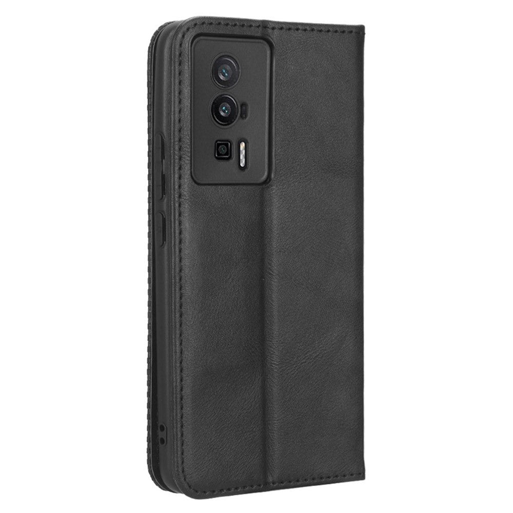 Mobilcover til Xiaomi Poco F5 Pro 5G / Redmi K60 Pro 5G / K60 5G / K60 Champion Edition, retrotekstur, stativ, tegnebogsetui i PU-læder