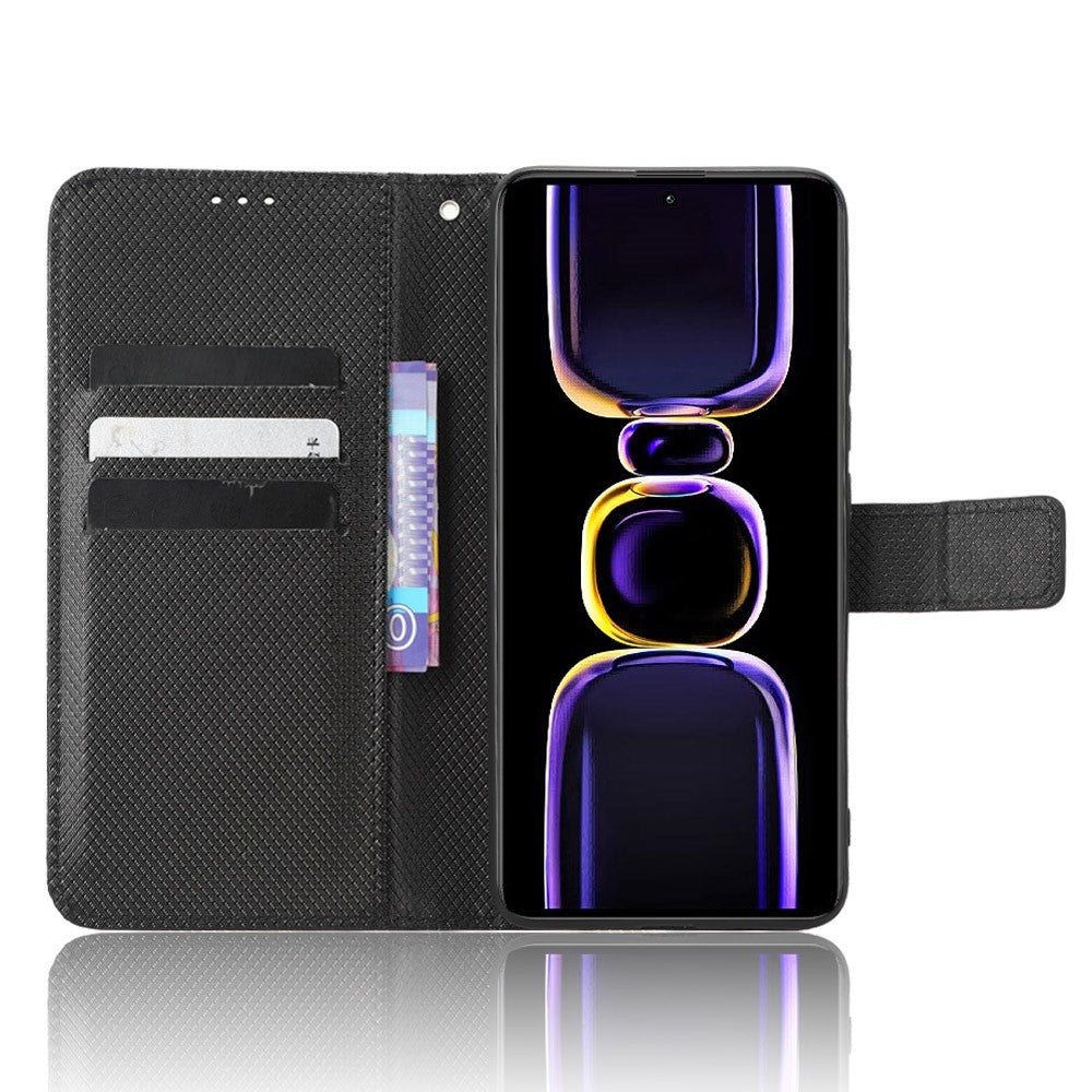Phone Leather Case for Xiaomi Poco F5 Pro 5G / Redmi K60 Pro 5G / K60 5G / K60 Champion Edition Diamond Texture Wallet Phone Stand Cover