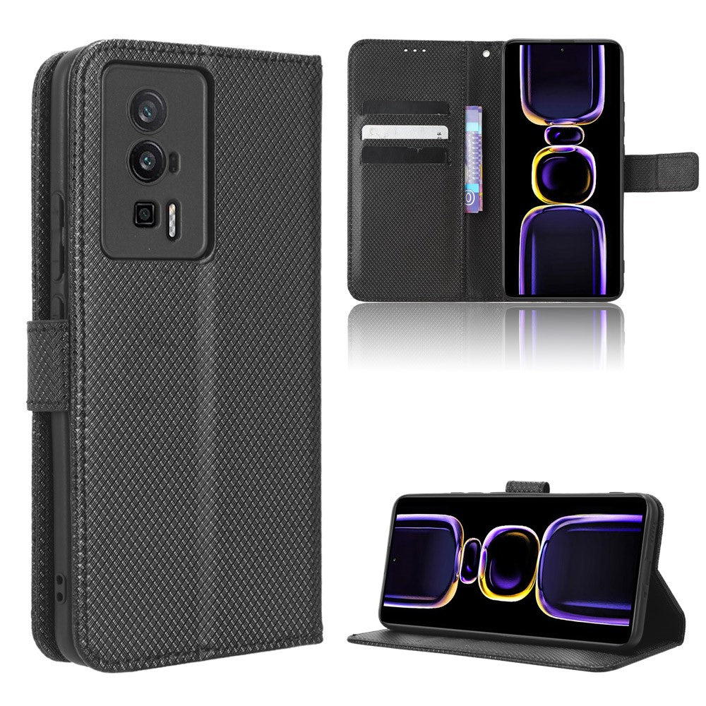 Phone Leather Case for Xiaomi Poco F5 Pro 5G / Redmi K60 Pro 5G / K60 5G / K60 Champion Edition Diamond Texture Wallet Phone Stand Cover