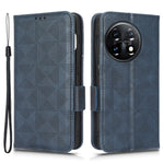 For OnePlus 11 5G Cell Phone Case Imprinted Triangle Pattern Phone Cover PU Leather Wallet with Wrist Strap