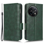 For OnePlus 11 5G Cell Phone Case Imprinted Triangle Pattern Phone Cover PU Leather Wallet with Wrist Strap