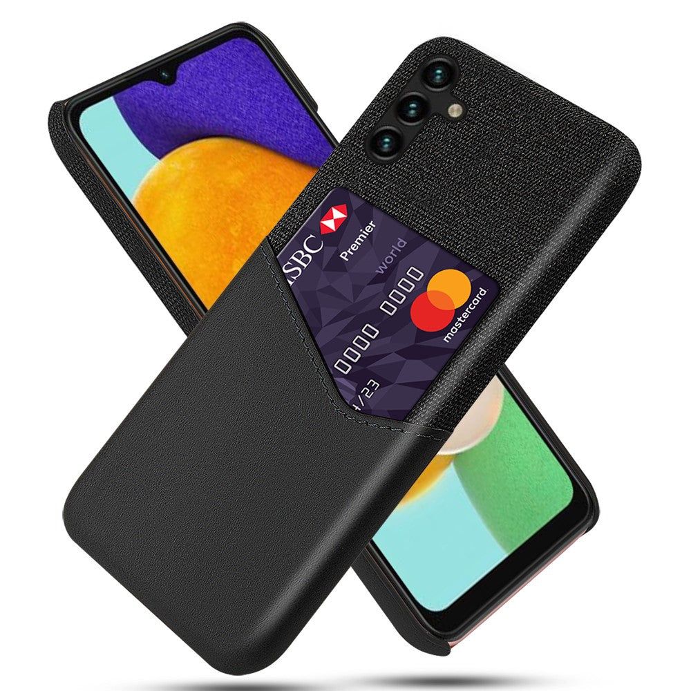 Til Samsung Galaxy A34 5G Tekstureret Stof Kortholder Telefoncover PU Læderbelagt Hårdt PC Telefoncover