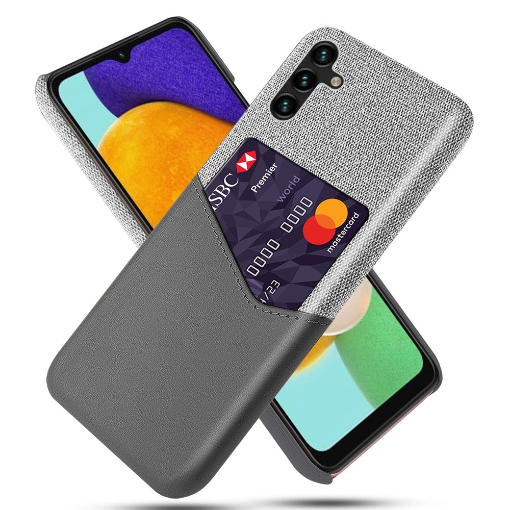 Til Samsung Galaxy A34 5G Tekstureret Stof Kortholder Telefoncover PU Læderbelagt Hårdt PC Telefoncover
