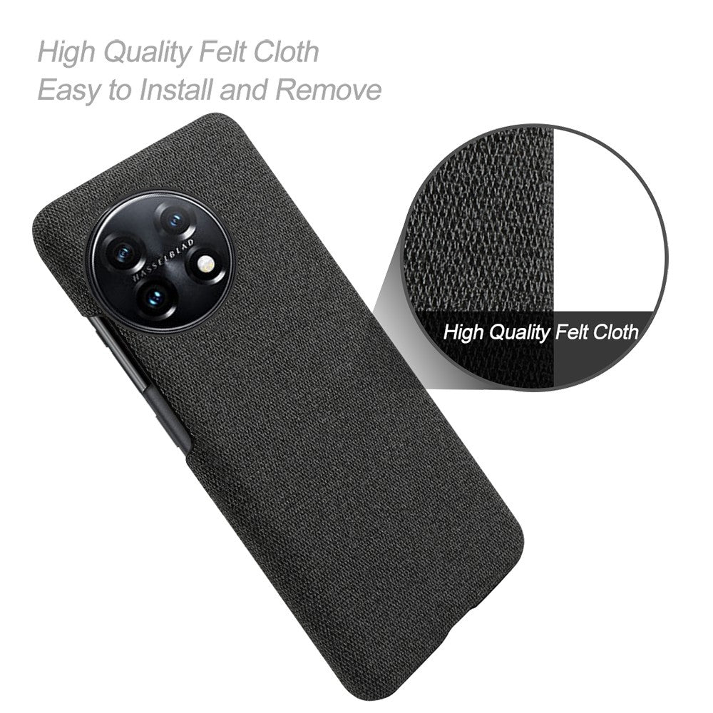 For OnePlus 11 5G Non-slip Slim Cell Phone Case Solid Color Hard PC+Cloth Shockproof Phone Cover