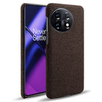 For OnePlus 11 5G Non-slip Slim Cell Phone Case Solid Color Hard PC+Cloth Shockproof Phone Cover