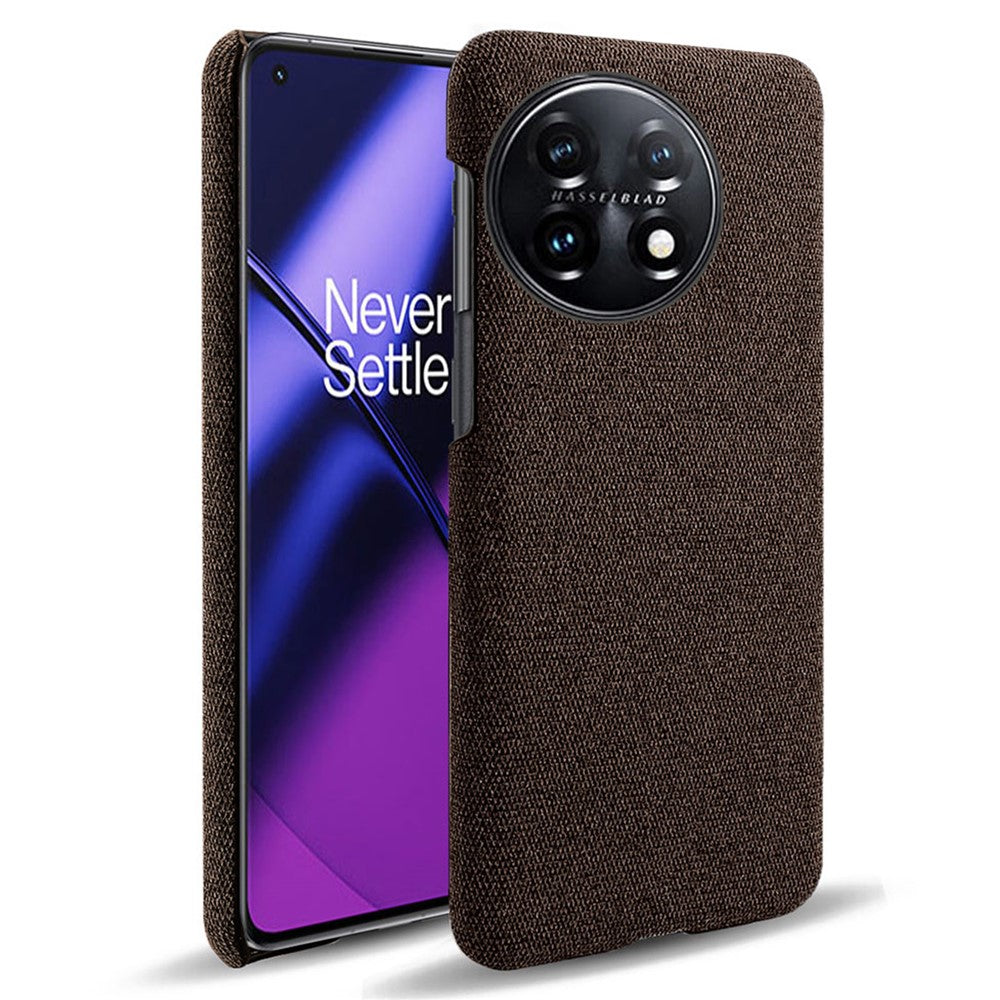 For OnePlus 11 5G Non-slip Slim Cell Phone Case Solid Color Hard PC+Cloth Shockproof Phone Cover