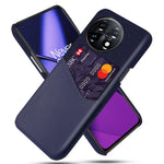 Anti-scratch Phone Cover For OnePlus 11 5G, Cloth Texture Phone Case Card Holder PU Leather Coated Hard PC Phone Shell
