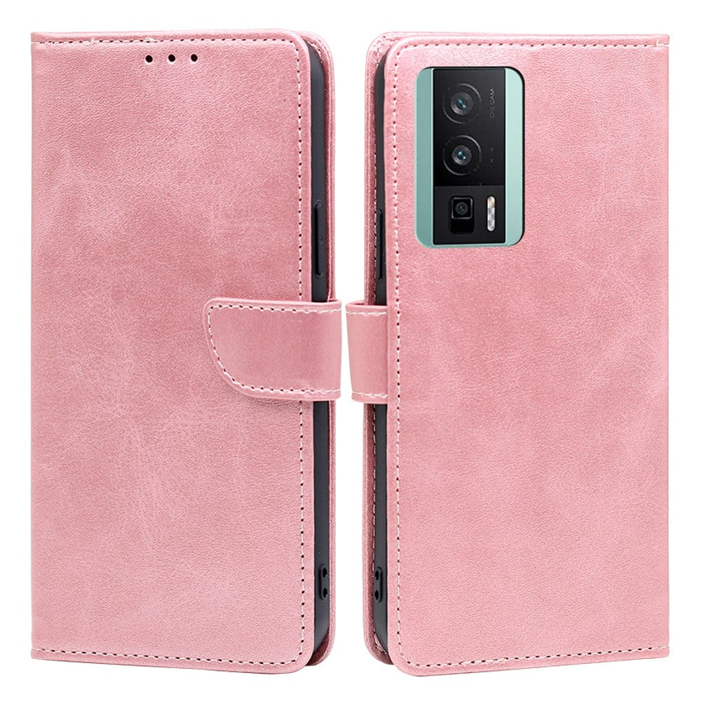 PU Leather Phone Case for Xiaomi Poco F5 Pro 5G / Redmi K60 Pro 5G / K60 5G Calf Texture Stand Wallet Mobile Phone Cover